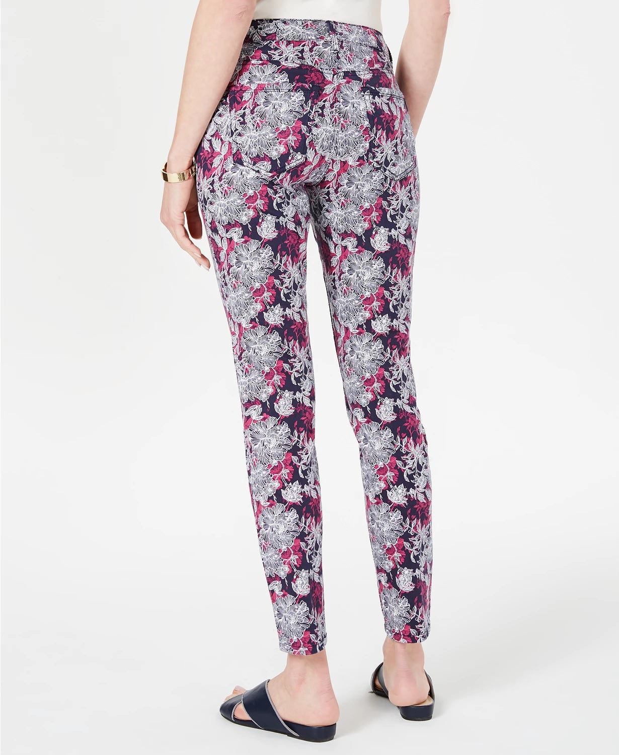 Charter Club Women's Printed Tummy Control Jeans Blue Size 12 Petite