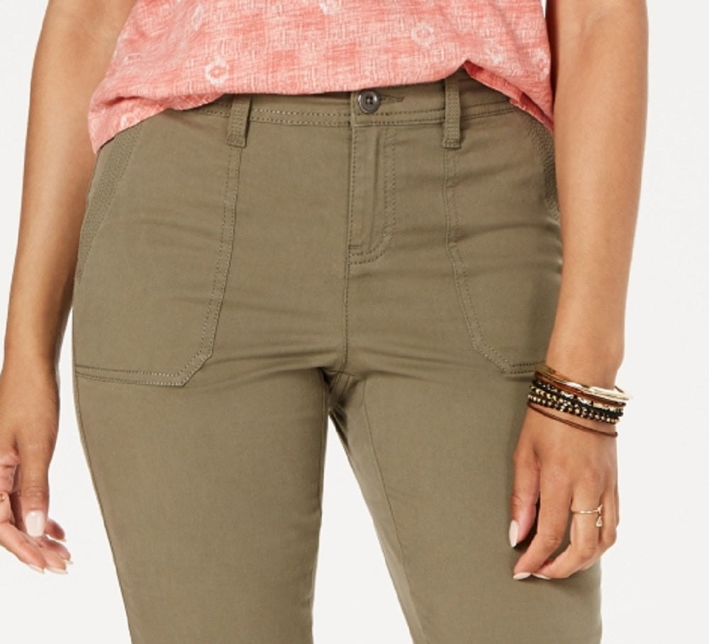 Style & Co Women' Utility Pocket Capri Pants  Green Size 14 Petite