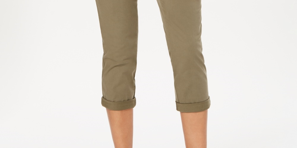 Style & Co Women' Utility Pocket Capri Pants  Green Size 14 Petite