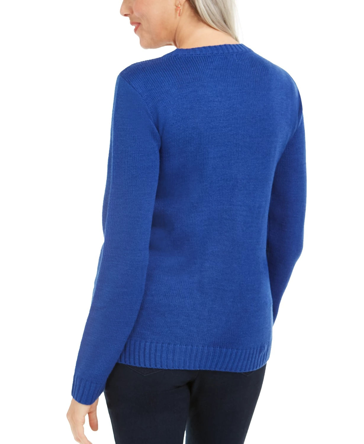 Karen Scott Women's Santa Bicycle Sweater Blue Size Petite Small