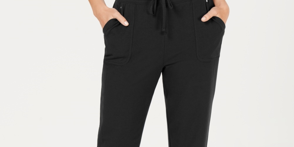 Karen Scott Women's Drawstring Straight Leg Pants Black Size X-Large