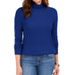 Charter Club Women's Heathered Ribbed Turtleneck Top Blue Size Large