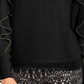 Thalia Sodi Women's Embellished Ruffle Sleeve Top Black Size X-Large
