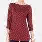 Karen Scott Women's Boat Neck Space Dyed Top Red Size X-Large