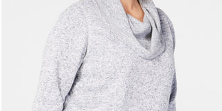 Ideology Women's Plus Size Cowl-Neck Pullover White Size 1X