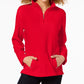 Karen Scott Women's Petite Zip-Neck Top Bright Red Size Petite X-Large