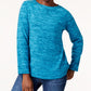 Karen Scott Women's Marled Sweatshirt Blue- Size PS