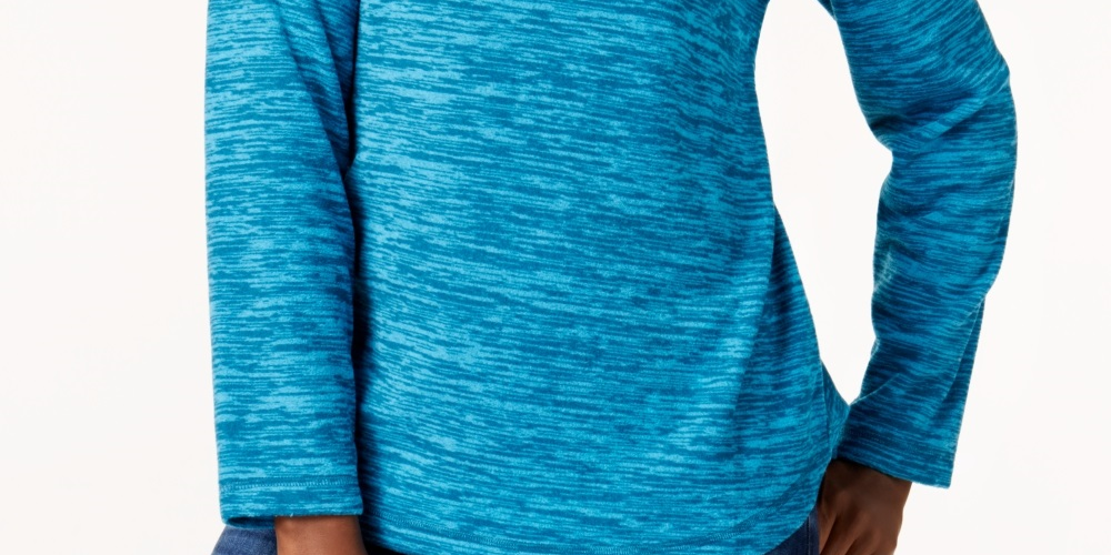 Karen Scott Women's Marled Sweatshirt Blue- Size PS