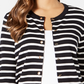 Charter Club Women's Striped Grommet Trim Cardigan Sweater Black Size Medium