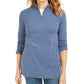 Karen Scott Women's Cotton Half-Zip Mock-Neck Top Blue Size X-Small