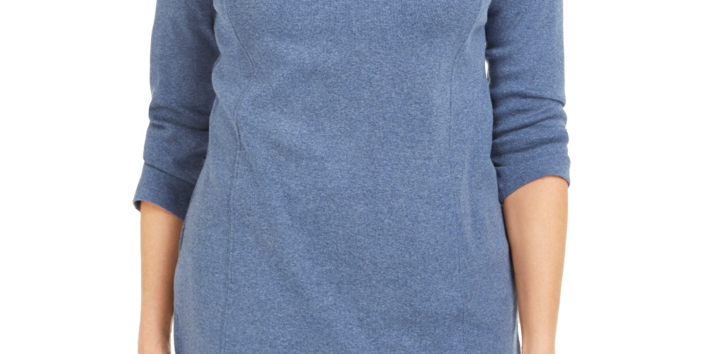 Karen Scott Women's Cotton Half-Zip Mock-Neck Top Blue Size X-Small