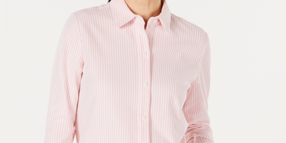Charter Club Women's Cotton Knit Shirt Pink Size Small