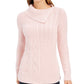 Charter Club Women's Patchwork-Stitch Asymmetrical-Collar Sweater Pink Size Large