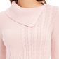 Charter Club Women's Patchwork-Stitch Asymmetrical-Collar Sweater Pink Size Large