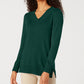 Karen Scott Women's V-Neck Solid Sweater Green Size X-Small