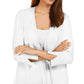 JM Collection Women's Mixed Ribbed Split Sleeve Cardigan White Size Medium