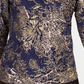 JM Collection Women's Jacquard Top Blue Size X-Small