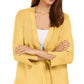 JM Collection Women's Mixed Ribbed Split Sleeve Cardigan Gold Size Medium