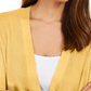 JM Collection Women's Mixed Ribbed Split Sleeve Cardigan Gold Size Medium
