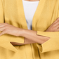 JM Collection Women's Mixed Ribbed Split Sleeve Cardigan Gold Size Medium