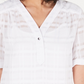 Alfani Women's Petite Plaid V-Neck Top White Size PL
