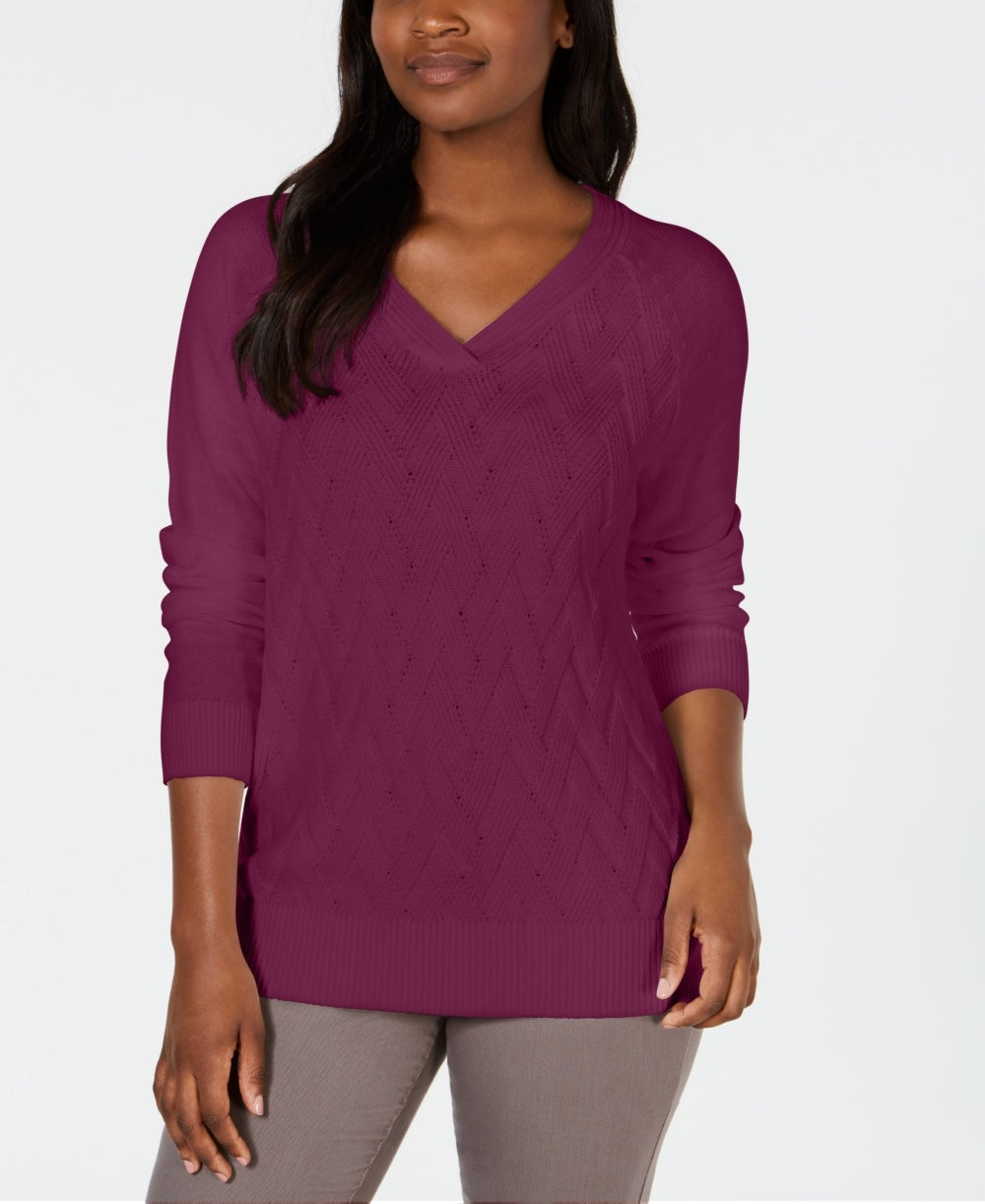 Karen Scott Women's Basket-Stitch Sweater Red Size X-Large