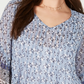 Style & Co Women's Retro Scarf-Print Pintuck-Pleat Top Navy Size Small