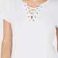 Bar III Women's Lace up T-Shirt White Size XXS