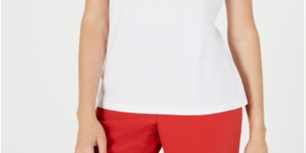 Bar III Women's Lace up T-Shirt White Size XXS