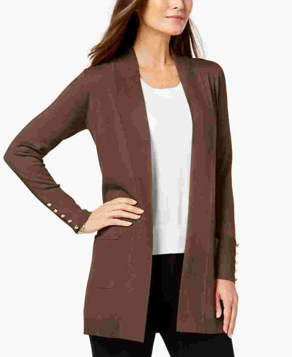 JM Collection Women's Open Front Cardigan Brown Size XX-Large