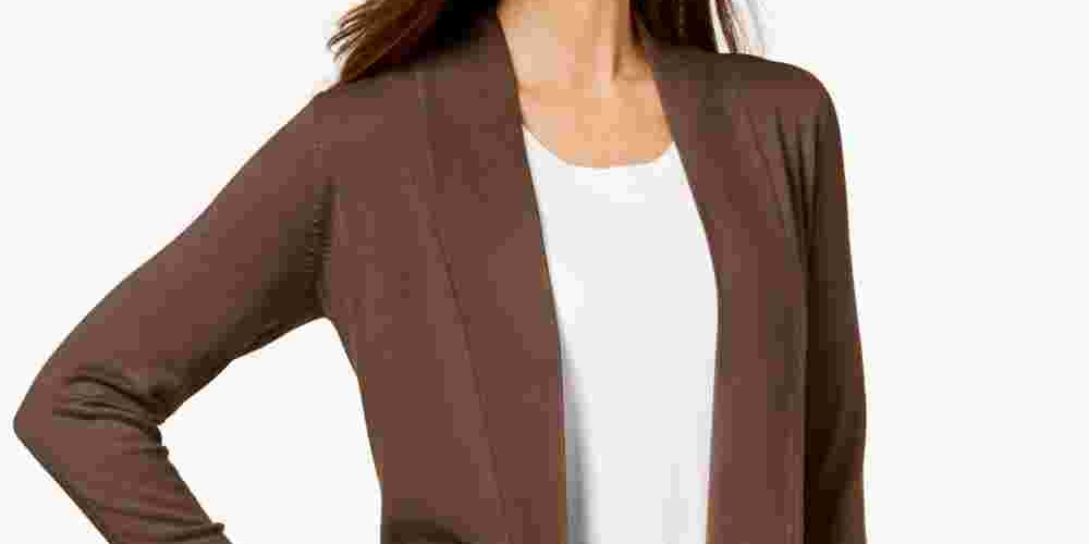 JM Collection Women's Open Front Cardigan Brown Size XX-Large