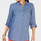 Charter Club Women's Linen Shirt Blue Size Medium