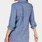 Charter Club Women's Linen Shirt Blue Size Medium