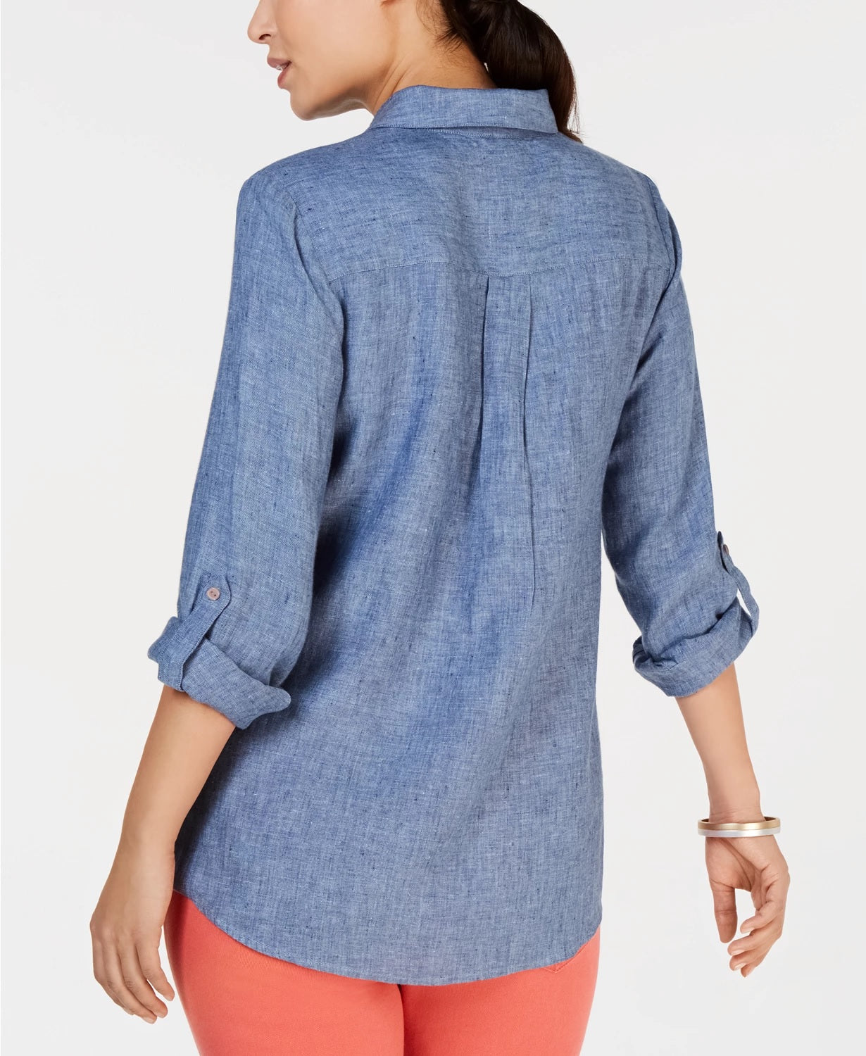 Charter Club Women's Linen Shirt Blue Size Medium