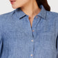 Charter Club Women's Linen Shirt Blue Size Medium