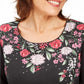 Karen Scott Women's Roxanne Floral Rhinestone Top Black Size X-Small