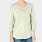 Karen Scott Women's Sport Cotton Studded 3/4 Sleeve Sweatshirt White Size X-Small