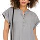 Style & Co Women's High-Low Chambray Shirt Dress Gray Size Small