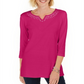 Karen Scott Women's Cotton Studded Split Neck Top Pink Size Small