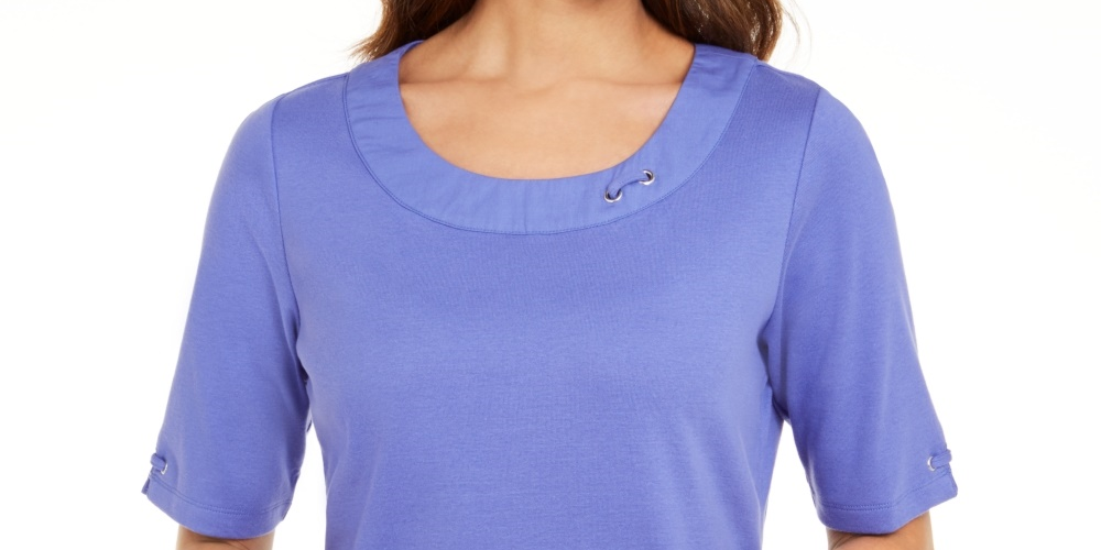 Karen Scott Women's Cotton Ring Top Purple Size Small