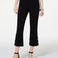 JM Collection Women's Cropped Button Trim Flare Pants Black Size Petite Medium