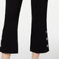 JM Collection Women's Cropped Button Trim Flare Pants Black Size Petite Medium