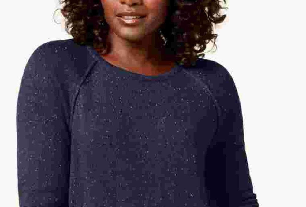 Karen Scott Women's Navy Textured Speckle Long Sleeve Jewel Neck Sweater Navy PS/M-