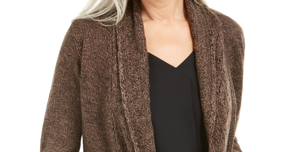 Karen Scott Women's Shawl Collar Cardigan Brown Size XX-Large