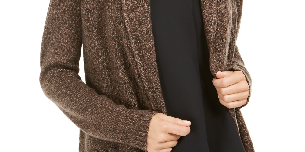 Karen Scott Women's Shawl Collar Cardigan Brown Size XX-Large