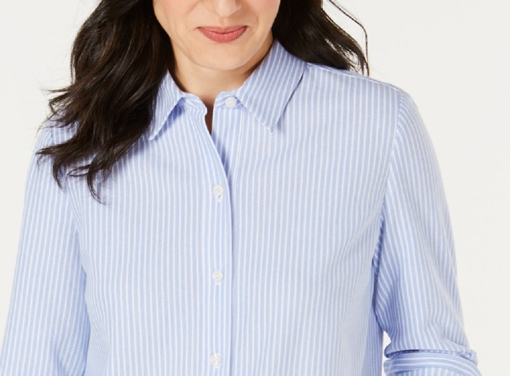 Charter Club Women's Cotton Knit Shirt Blue Size X-Large