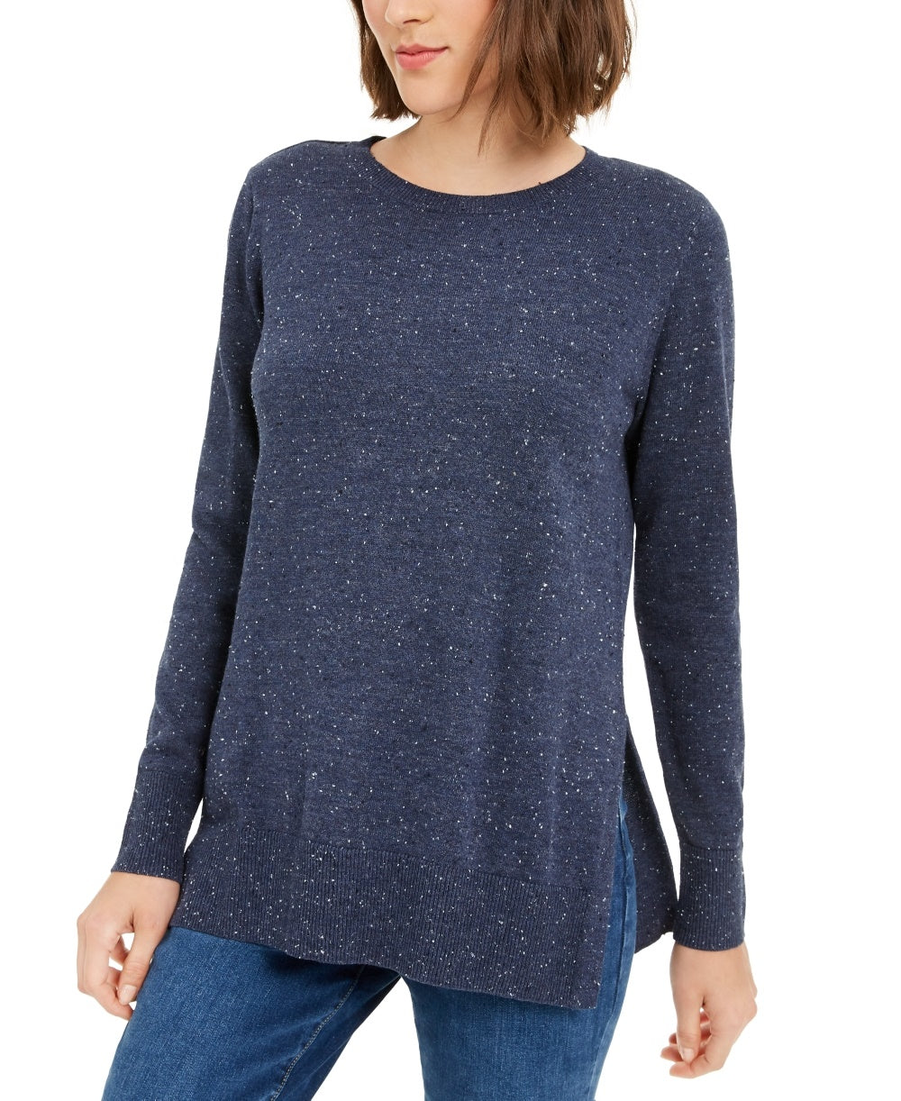 Maison Jules Women's Cotton Crew-Neck Sweater Blue Size X-Small