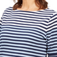 Karen Scott Women's Striped Elbow-Sleeve Top Blue Size X-Small