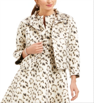 Natori Women's Short Length Blazer Evening Jacket Gold Leopard Size X-Large