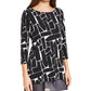 Alfani Women's Printed Mesh Trim Tunic Top Black Size PL